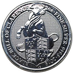 фото для Монета 5 фунтов 2018 Звери Королевы - Черный бык Кларенса Великобритания Аверс