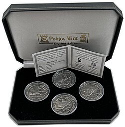 фото для Набор 10 долларов 2008 Ночные животные Медоед, Бегемот, Дукер, Галаго Сьерра-Леоне 4 монеты Аверс