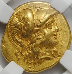 фото для Монета Статер 250-200 до н.э. посмертный Александра Македонского Причерноморье (?) Македония Аверс