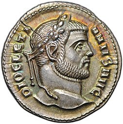 фото для Монета Аргентеус 294 Диоклетиан Победа Тетрархии над сарматами Сисак Римская Империя Аверс