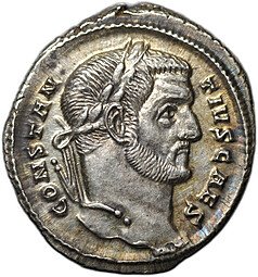 фото для Монета Аргентеус 295-297 Констанций I Хлор Победа Тетрархии над сарматами A Римская Империя Аверс