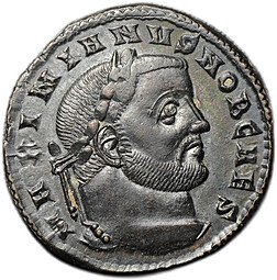 фото для Монета Фоллис 300-303 Галерий Монета с Рогом изобилия TT Тицин Римская Империя Аверс