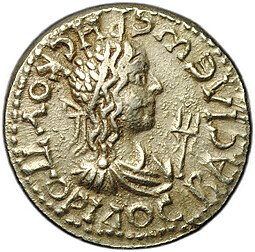 фото для Монета Статер 220-221 трезубец Рискупорид II Боспорское царство Боспор Аверс