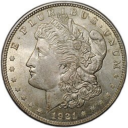 фото для Монета 1 доллар 1921 Моргана Филадельфия США Аверс