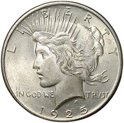 фото для Монета 1 доллар 1925 Мирный США Аверс