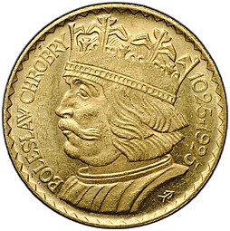 фото для Монета 10 злотых 1925 Болеслав I Храбрый 900 лет Польша слаб CPRC MS 63 Аверс