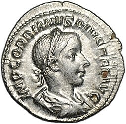 фото для Монета Денарий 241 Гордиан III Секуритас Римская империя Аверс