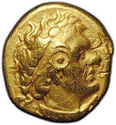 фото для Монета Золотай триобол (тетарт, гемидрахма) 305-282 до н.э. MY Птолемей I Сотер Эллинистический Египет Аверс