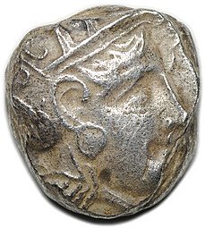 фото для Монета Тетрадрахма 393-355 до н.э. поздняя Сова Афины Аттика Аверс