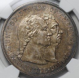 фото для Монета 1 доллар 1900 Возведение памятника Лафайет США слаб NGC MS 61 Аверс