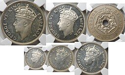 фото для Набор 1 пенни, 3, 6, пенсов, 1, 2 шиллинга, 1/2 кроны 1937 PROOF Южная Родезия слабы NGC PF 63-66 6 монет Аверс