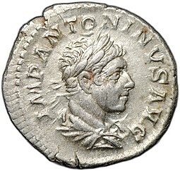 фото для Монета Денарий 219-220 Элагабал Виктория Римская Империя Аверс