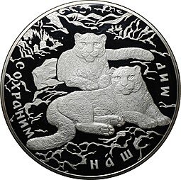 фото для Монета 100 рублей 2000 СПМД Сохраним наш мир Снежный барс серебро Аверс
